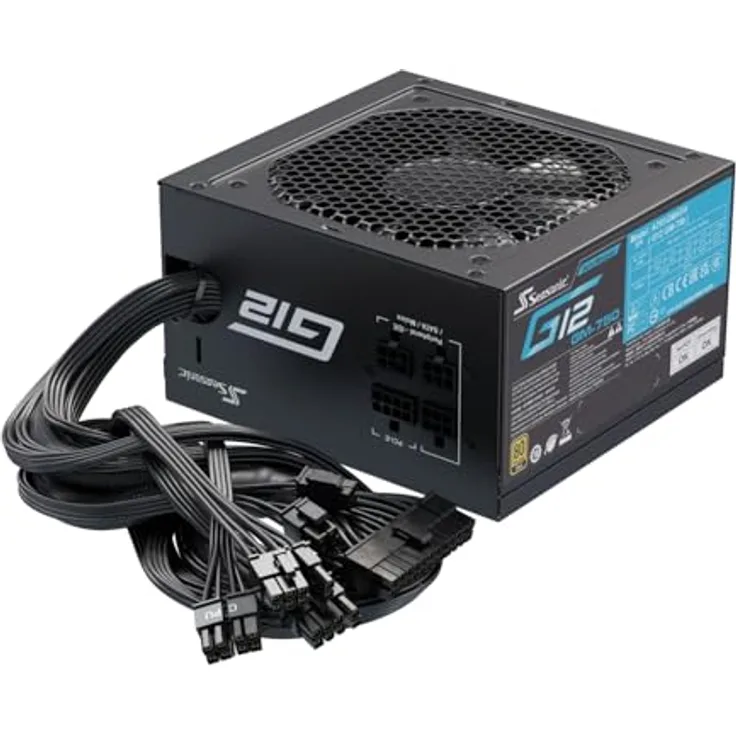 Seasonic G12 GM 80 PLUS Gold Netzteil, halbmodular, 750 Watt, effizient mit 120-mm-Lüfter, schwarz