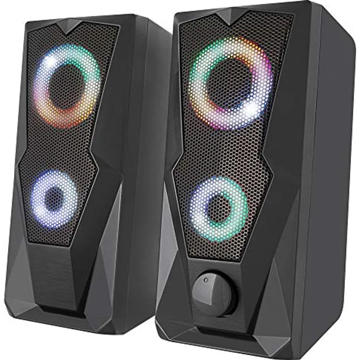 Yenkee YSP 2003RGB USB Lautsprecher PC 2.0, 6 W RMS mit RGB Beleuchtung für Gaming