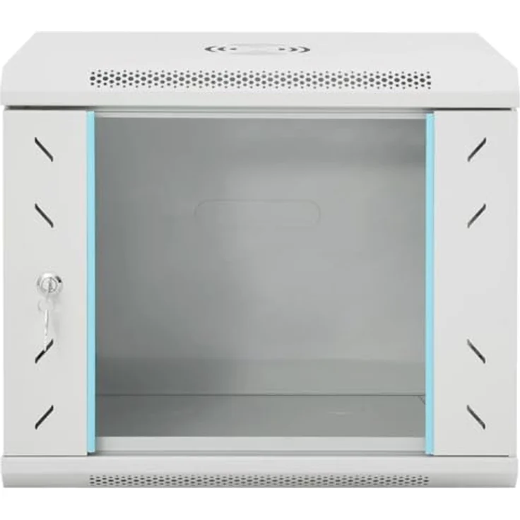 vidaXL 9U Wand Netzwerkschrank, Serverschrank Wandmontage, 19" Rack Server Schrank, Abschließbar, IP20, Schwarz – Bild 3