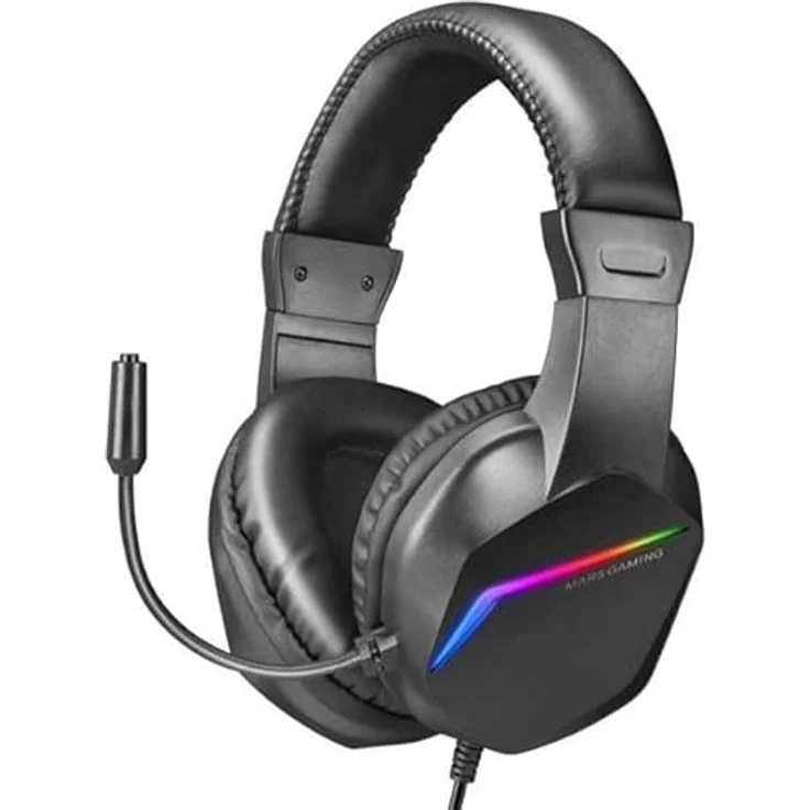 Mars Gaming MCP-RGB3, Gaming-Set: RGB-Tastatur, RGB-Flow-Maus 3200 DPI, Over-Ear-Headset mit FRGB-Beleuchtung und XXL-Mousepad, Schwarz, Spanische Sprache – Bild 4