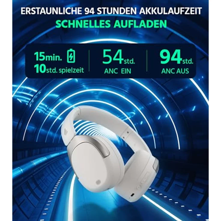 Edifier W830NB Wireless Over Ear Kopfhörer mit -45dB ANC, 94Std. AKKU, LDAC Hi-Res Sound, Spatial Audio, Schnellladung, Bluetooth V5.4 - Sandweiß – Bild 5