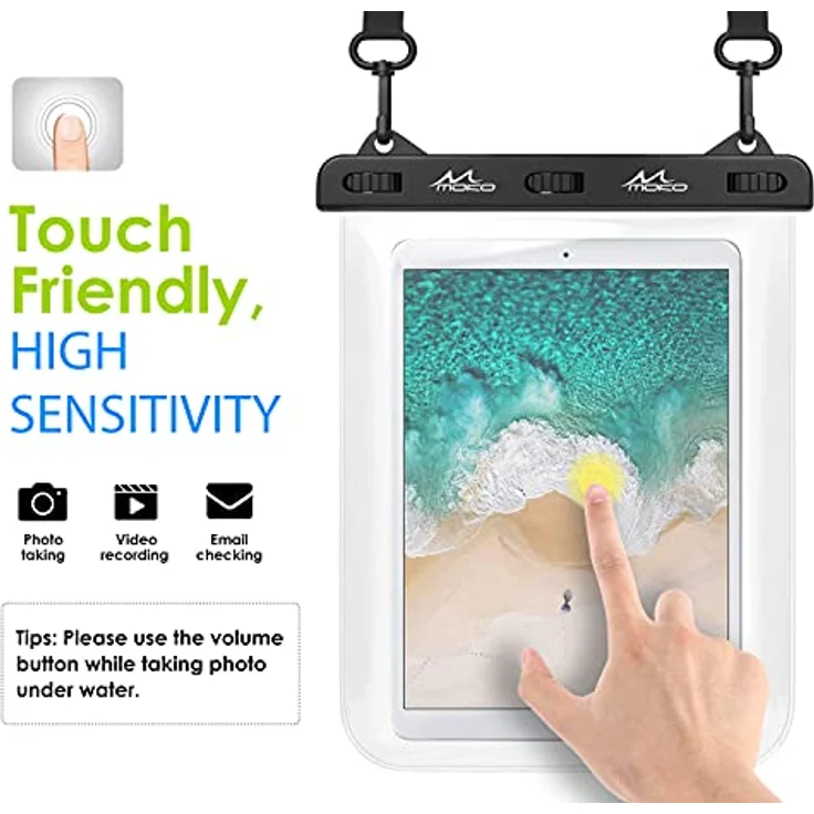 MoKo wasserdichte Tasche für 12" Geräte, Tablet Schutztasche Kompatibel mit iPad 9/8/7 10.2, iPad Pro 11 M1, iPad Air 5/4 10.9, Galaxy Tab A7 10.4, S7 11, S6/S6 Lite, MatePad New 10.4, Klar – Bild 4