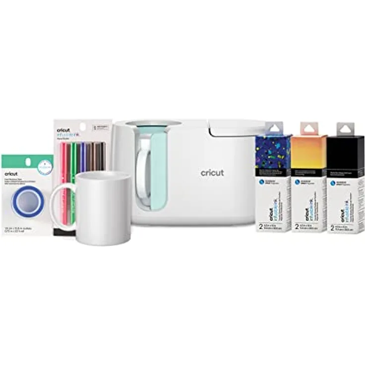 Cricut Mug Press Bundle, Tassenpresse für individuelle Designs, inklusive Infusible Ink Materialien, Weiß
