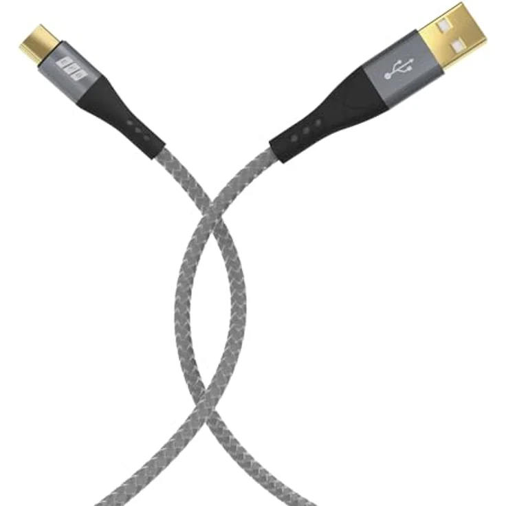 EFB Efb Elektronik USB-A auf USB-C Kabel, 1 m, 60W Schnellladung, Goldkontakte, Schwarz/Grau, USB 2.0 – Bild 3