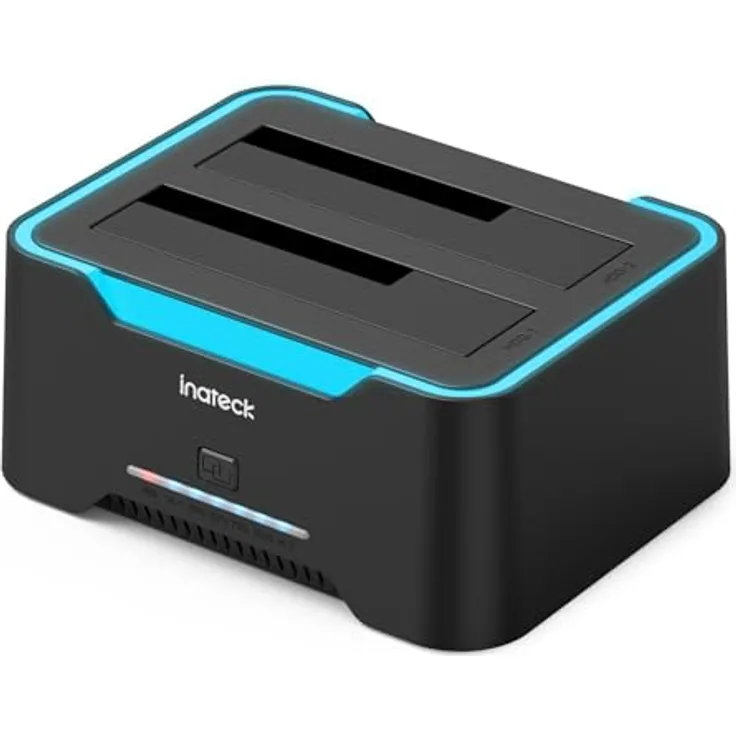 Inateck RGB SATA zu USB 3.0 Festplatten Docking Station mit Offline-Klonfunktion, für 2.5 und 3.5 Zoll SATA HDD und SSD, unterstützt UASP, SA02004, RGB-Beleuchtung, Hochgeschwindigkeits-Übertragung