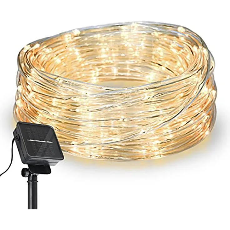 Cobus CozyHome LED Schlauch 200 LED - Solar 12m Warmweiß - 8 Modi & Timer, für Innen und Außen - Weihnachtsdeko und Partylichter
