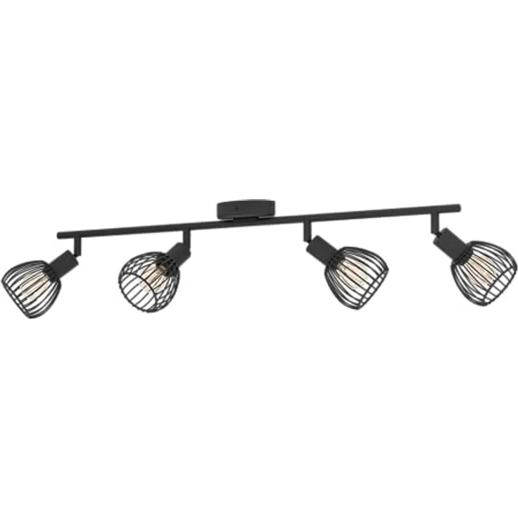 EGLO Deckenstrahler Sonnino, Deckenlampe 4-fach, schwenkbare Spots aus schwarzem Metall, E14 Fassung