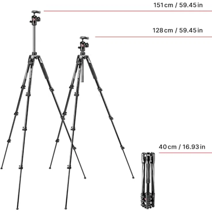 Manfrotto MKBFRLA4BK-BH Befree Advanced Alu Reisestativ QPL (Klemmverschluss) mit Kugelkopf, inkl.Tasche (für Canon, Nikon, Sony, DSLR, CSC, Spiegellose Kamera, Traglast), Klemmverschluss-schwarz – Bild 2
