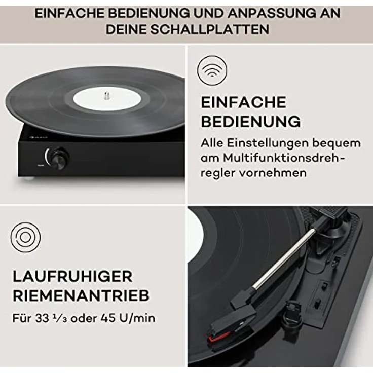 Auna Plattenspieler, DIY Retro Schallplattenspieler Set mit Lautsprecher, 3 Geschwindigkeiten, automatische Stopp-Funktion und Bluetooth – Bild 4