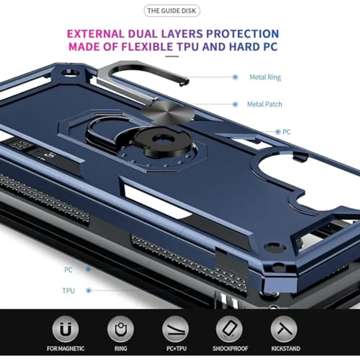 LeYi Hülle für Samsung Galaxy A36 5G, Militär Standard Case mit 2 Handyfolien & 2 Kamera Schutzgläsern, robust und kratzfest, blau – Bild 4