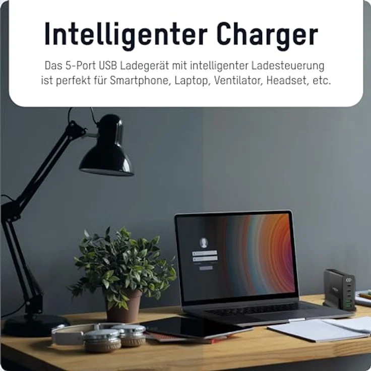 ANSMANN 5-Port USB Ladegerät mit bis zu 140 W/Power Delivery und Quick Charge 3.0 - Smart IC Technologie, integriertes Display, 5 starke Ports - ideal für Smartphone, Tablet, Tischventilator, LED-Geräte, etc. – Bild 4