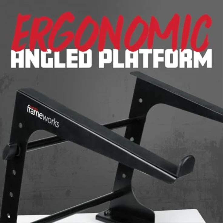 Gator Frameworks GFWLAPTOP1000, Zusammenklappbarer Laptop-/DJ-Controller-Ständer mit fester Höhe, Schwarz, ergonomische Plattform, gepolsterte Oberfläche – Bild 4