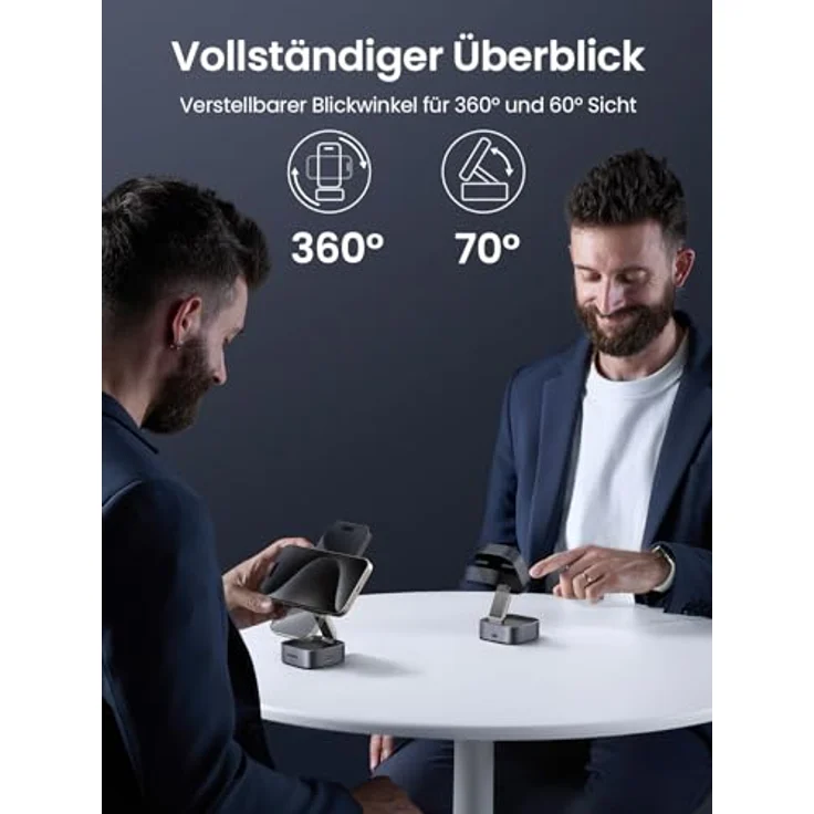 UGREEN MagFlow Qi2 zertifizierte 15W 2 in 1 Ladestation mit MagSafe für iPhone 16/15/14/13, AirPods 2/3, faltbar (Schwarz) – Bild 5