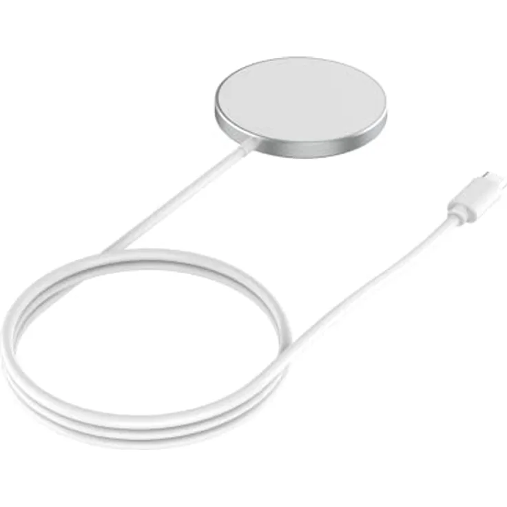 JOBY Magnetisches Kabelloses Ladegerät, Drahtloses Ladegerät Kompatibel mit MagSafe, Qi Technologie, 15W Schnellladung, Kompatibel mit iPhone und Android Smartphones, 1m USB-C Kabel, Grau