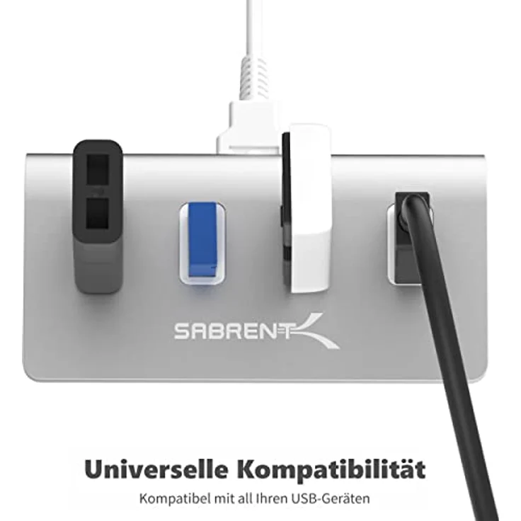 Sabrent USB HUB - Premium 4-Port USB 3.0 Silber Aluminum Hub (76cm Kabel) für iMac, MacBook, MacBook Pro, MacBook Air, Mac Mini oder einem beliebigen PC [Silber] (HB-MAC3) – Bild 4