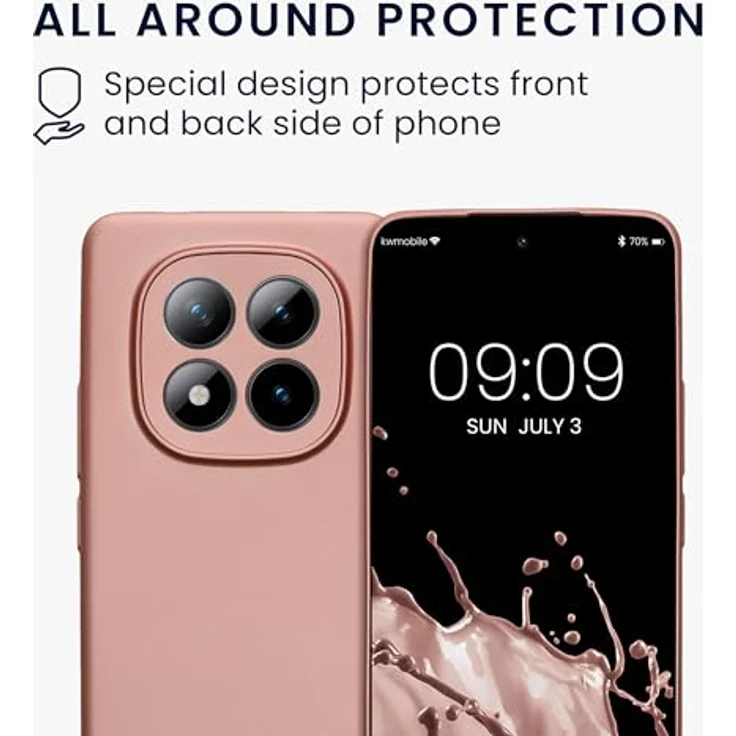 kwmobile Handyhülle für Xiaomi Redmi Note 15 Pro 4G, weiche Silikon Case in Metallic Rosegold, elastisch, rutschfest und robust – Bild 5