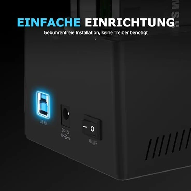 Sabrent Festplattengehäuse (USB 3.0 zu SATA I/II/III Dual Bay externe Festplatte Dockingstation für 2,5 oder 3,5 in HDD, SSD mit Festplatte Duplikator/Cloner Funktion, [10TB Unterstützung] (ec-hd2b) – Bild 5