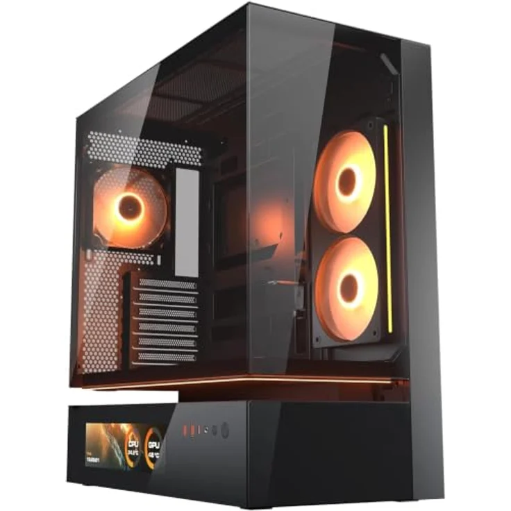 Cougar Gehäuse Midi-Tower CFV235 Vision, ARGB, Glas, Schwarz, für ATX, Micro ATX, Mini-ITX, mit LCD-Display und optimaler Kühlung – Bild 1