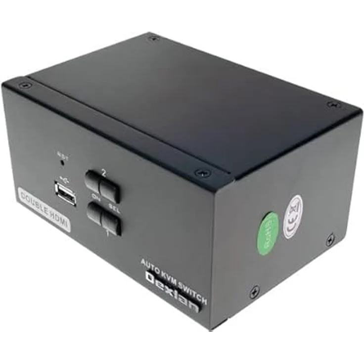 Dexlan 2-Port Dual-Monitor KVM Switch, HDMI 4K mit USB 2.0, einfache Umschaltung, analoge Audioanschlüsse – Bild 1