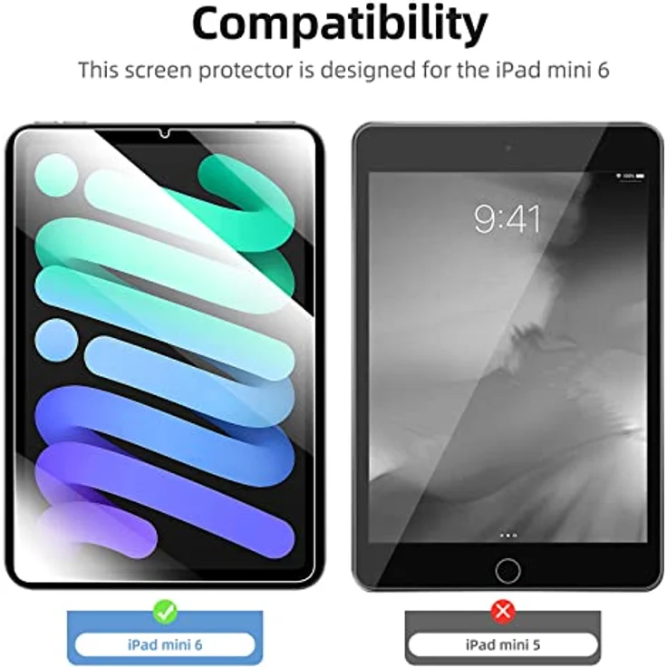 NEW'C Schutzfolie für iPad mini 7 (A17 Pro, 2024) / mini 6 (2021), 2 Stück, 9H Panzer Glas, 0.33mm, HD transparent, anti-fingerabdrücklich – Bild 3
