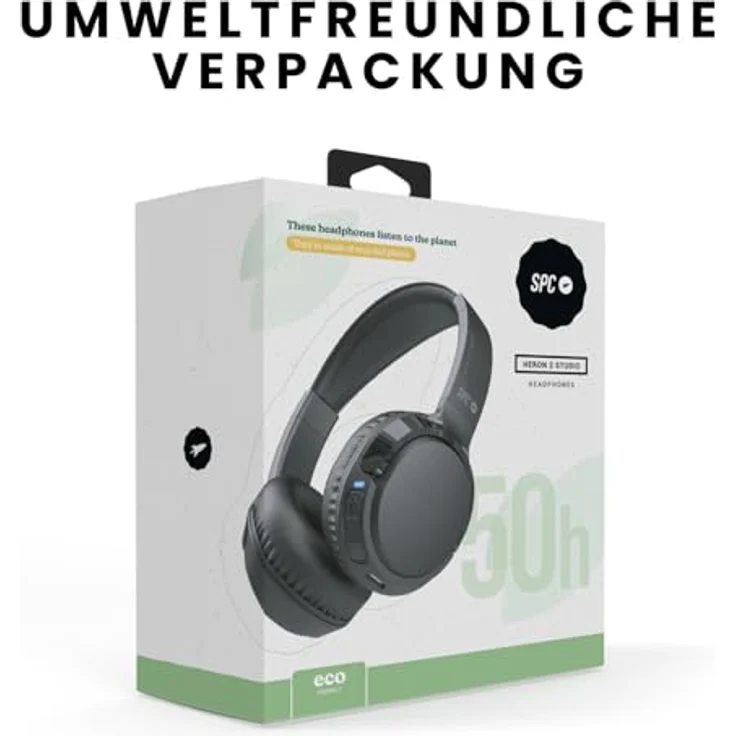 SPC Heron 2 Studio, Kabellose Over Ear Kopfhörer mit 50h Akkulaufzeit, Schwarz – Bild 6
