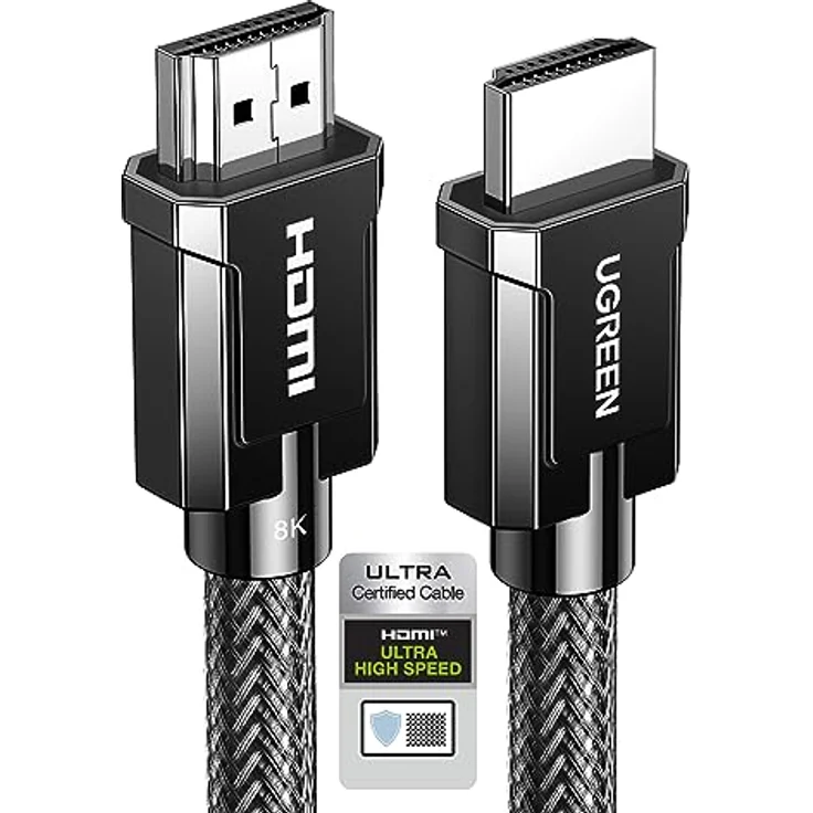 UGREEN HDMI 2.1 Kabel 8K@60Hz 4K@120Hz 48Gbps Dynamische HDR10 Dolby Vision eARC HDCP2.3 Gaming VRR HDMI 8K Kabel kompatibel mit TV, Monitor, PS5/PS4 Pro, Soundbar MacBook Pro2021 usw.(3m) – Bild 1
