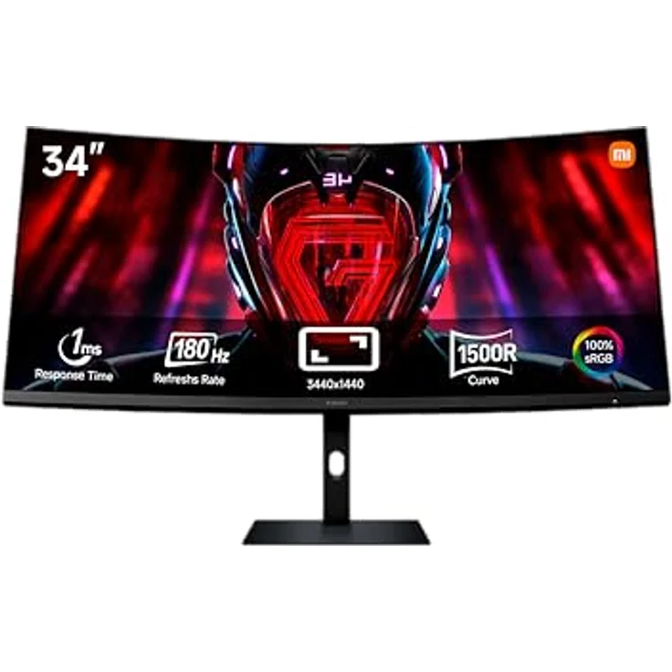Xiaomi G34WQi Ultrawide Gaming Monitor 34 Zoll - WQHD, 180Hz, 1ms, HDR 10, 100% sRGB, 4000:1 Kontrast, 350nits, FreeSync, RGB Ambient Light, Low Blue Light, Randlos, Schwarz – Bild 1