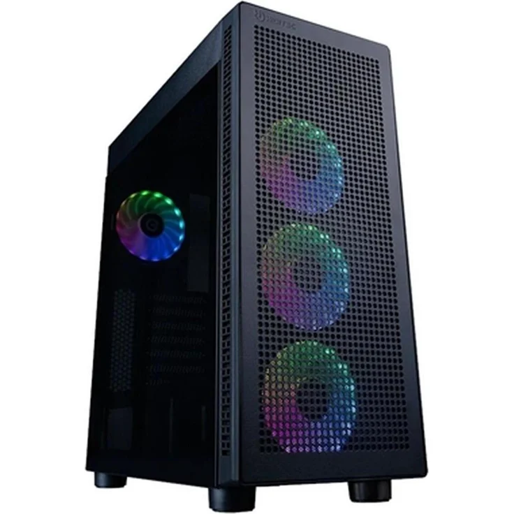 Hiditec CAJA ATX GAMING, PC Gehäuse mit 3xUSB 2.0 und ARGB-Beleuchtung, Schwarz