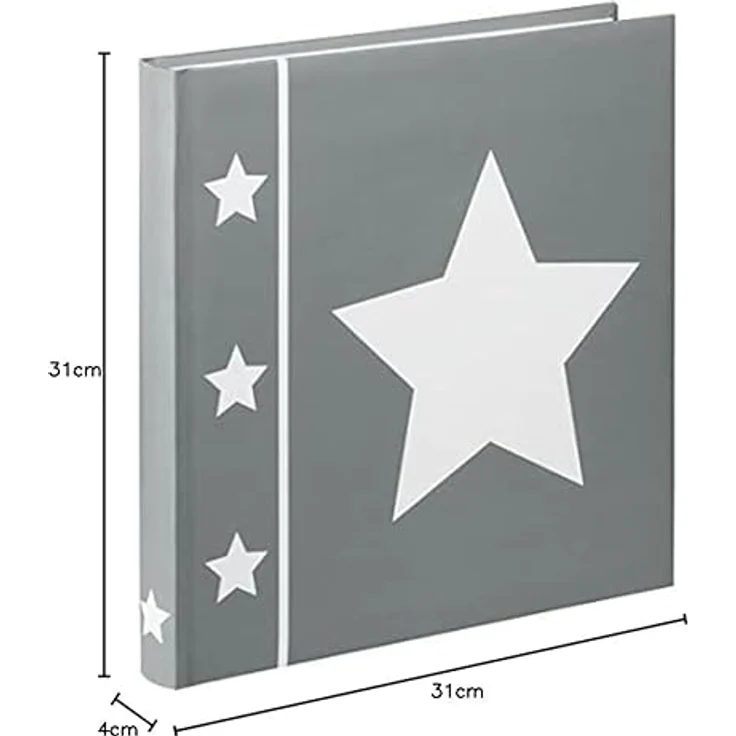 Hama Fotoalbum Skies, Jumbo Album mit 60 Seiten, für 240 Fotos im Format 10x15, Stern Motiv, 30x30, XL Fotobuch grau - Preisvergleich – Bild 6