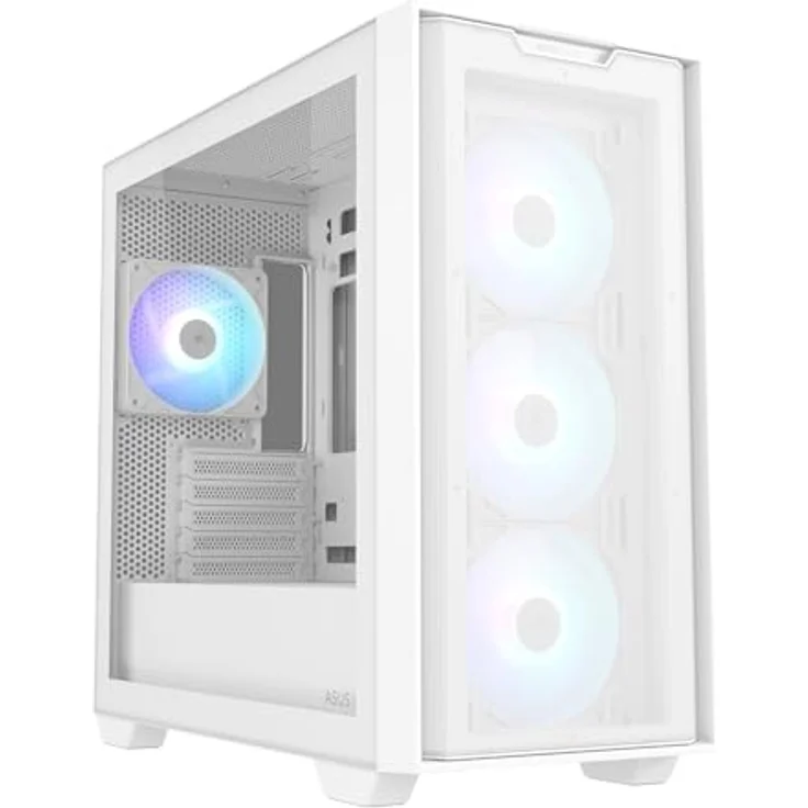 ASUS A21 Plus TG ARGB White microATX PC Gehäuse (Vorinstallierte ARGB-Lüfter, Mesh Frontpanel, 360-mm-Radiator Unterstützung) - Weiß – Bild 4