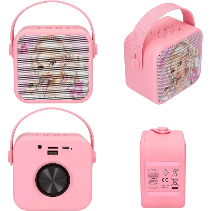 Depesche Topmodel Karaoke Set, pinkes Mikrofon für Kinder mit Stimmwechselfunktion, kabellosem Bluetooth und 20 Stunden Akkulaufzeit