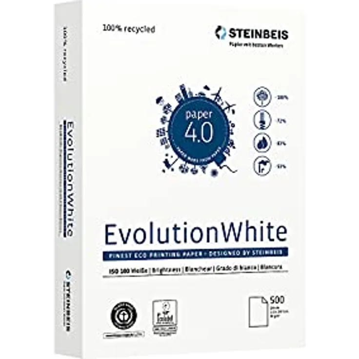 Steinbeis EvolutionWhite DIN A4-5 x 500 Blatt - weiß - Multifunktionspapier - 80 g/m²