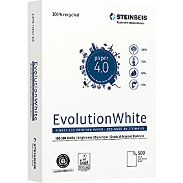 Steinbeis EvolutionWhite DIN A4-5 x 500 Blatt - weiß - Multifunktionspapier - 80 g/m² – Bild 1