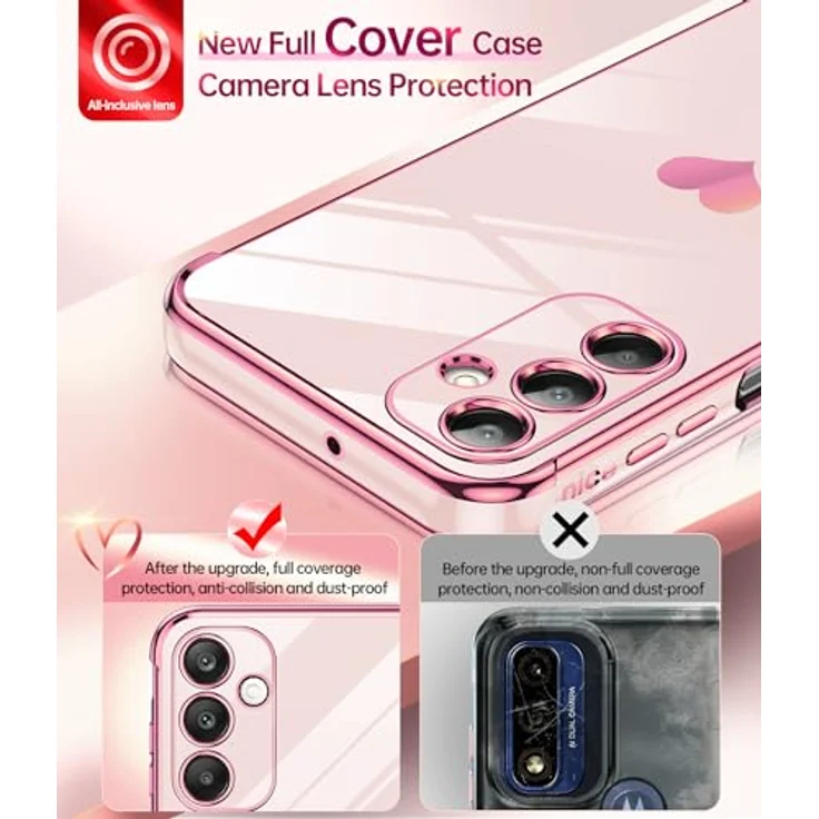 LeYi Hülle für Samsung Galaxy A25 5G, TPU Silikon Galvanik, Cute Herz Muster Rosa, mit 2 Schutzfolien, stoßfest und kratzfest – Bild 2