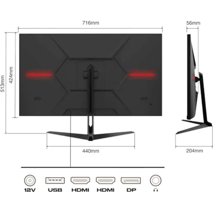 JapanNext Gaming Monitor JN-315, 80 cm (31,5 Zoll) WQHD, 165Hz, IPS-Panel, HDMI/DP, 16:9 – Bild 2