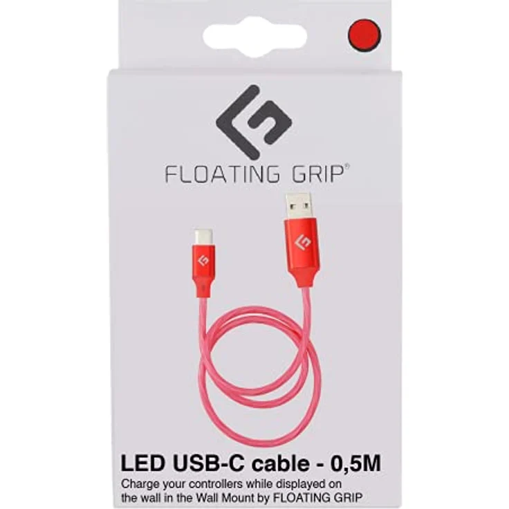 Floating Grip 0,5M LED USB-C Kabel (Rot), schnelles Datenkabel mit USB-C und USB-A Anschlüssen, robuste Bauform mit integrierter LED-Beleuchtung – Bild 5