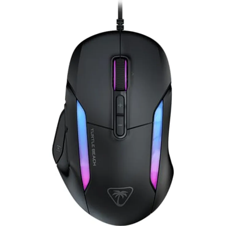 Turtle Beach Kone II – Ergonomische RGB-Gaming-Maus, 26K DPI Optischer Sensor, optische Schalter mit 100 Mio. klick-Lebensdauer, 23 programmierbare Funktionen, 4D-Scroll-Rad, Schwarz