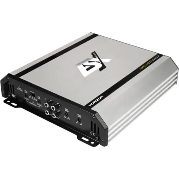ESX HORIZON HXE110.2, 2-Kanal Class A/B Verstärker mit 70/110 Watt RMS, Aluminium Kühlkörper und Bass Boost