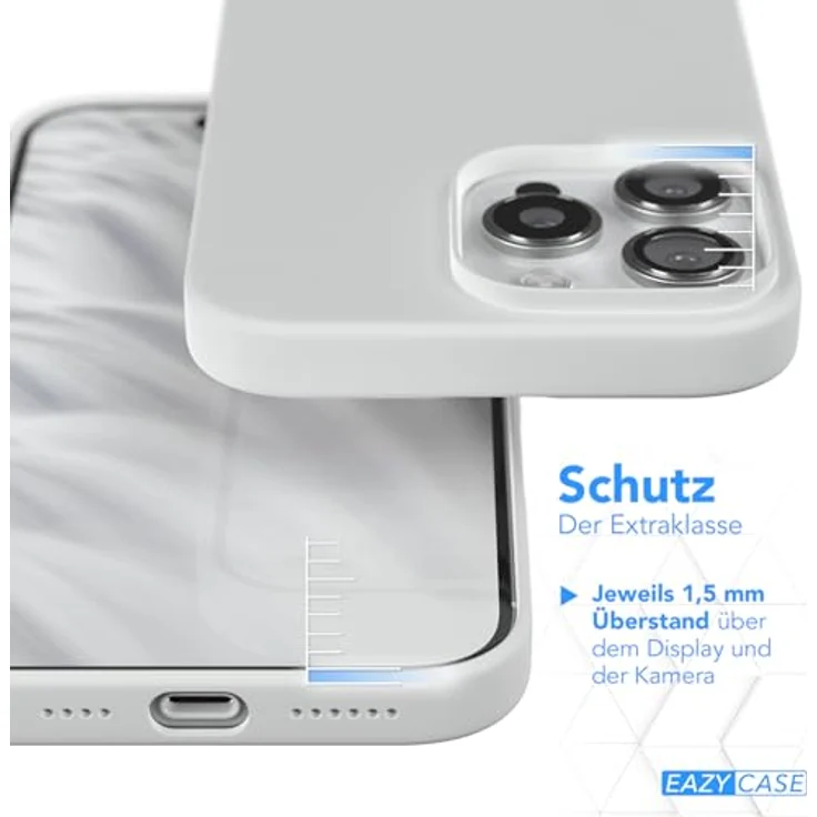 EAZY CASE Premium Silikon Handyhülle für iPhone 16 Pro Max, Slimcover mit Kameraschutz, Microfaser-Innenseite, kratzresistent, Weiß – Bild 3