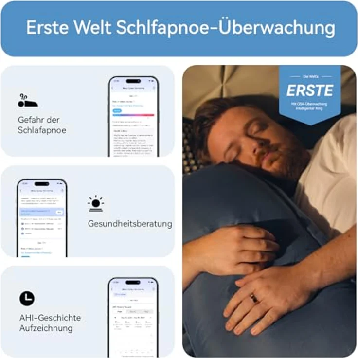 RingConn Gen 2 Smart Ring, Fitness-Tracker in Royal Gold mit Schlaf- und Gesundheitsüberwachung, 10-12 Tage Akkulaufzeit, wasserdicht (IP68) – Bild 3
