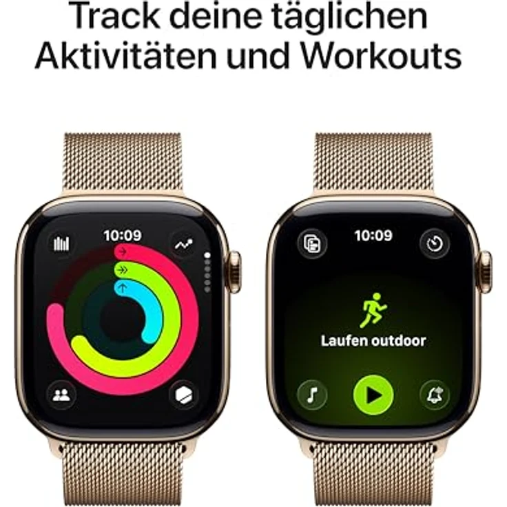 Apple Watch Series 11 Cellular, 42 mm, Titangehäuse Gold, Milanaise Armband Gold – Bild 3