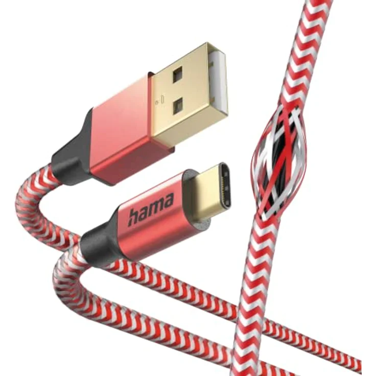 Hama Ladekabel „Reflective“ USB A auf USB C, Nylon, 1,5m (Schnellladung, Handy Ladekabel, Datenkabel, USB Kabel, Handykabel, USB Typ A Typ C, Knickschutz, flexibel, vergoldet, maximal kompatibel) rot – Bild 4