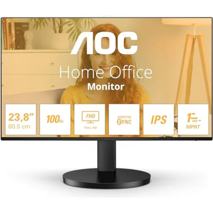 AOC 24B3HA2 - 24 Zoll Full HD Monitor, 100 Hz, VGA, HDMI 1.4, schwarz mit eingebauten Lautsprechern – Bild 2