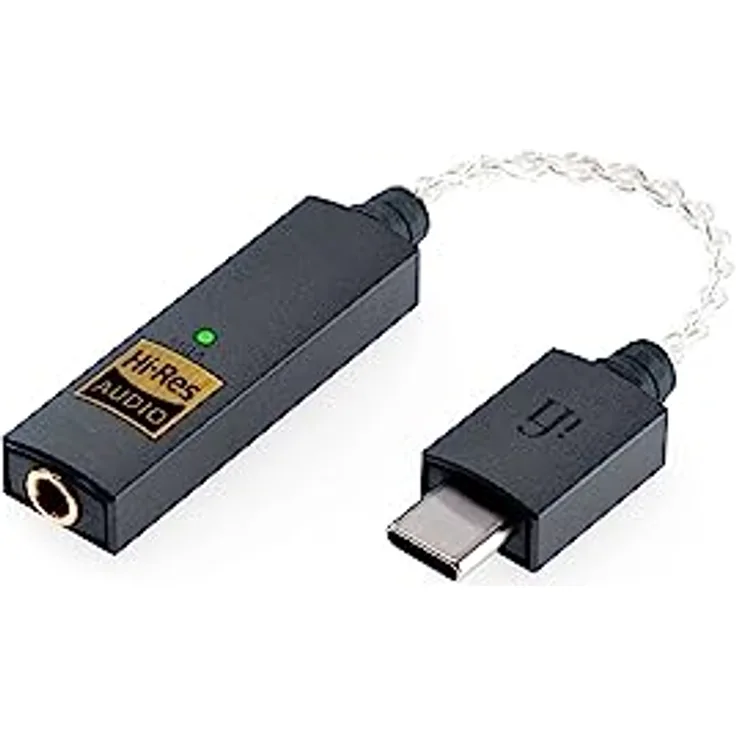 iFi GO link - DAC & Amplifier - USB-C auf 3,5 mm Adapter - Verbessert den Klang von jedem Gerät - Dynamic Range Enhancement - Flexibles Kabel - Unterstützt hochauflösende 32-bit/384 kHz/DSD256/MQA