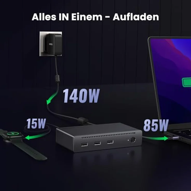 UGREEN Revodok Max 208 Thunderbolt 4 Dock 40Gbps 8-in-1 Docking Station - Dual 4K@60Hz Display, Single 8K, 85W Aufladen, Gigabit Ethernet – Bild 5