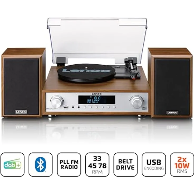 Lenco MC-160WD Hifi-Set DAB+, FM-Radio, Plattenspieler und Bluetooth Radioplattenspieler (Bluetooth) in holzfarben – Bild 3