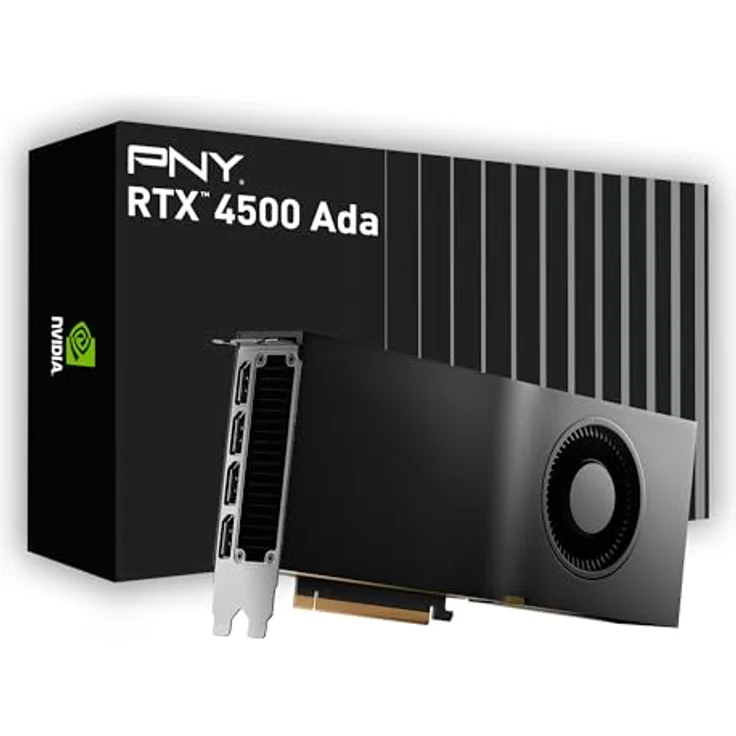 PNY NVIDIA RTX 4500 Ada Generation 24GB GDDR6 PCI Express 4.0 Dual Slot 4X DisplayPort, 8K Support, Ultraleiser aktiver Lüfter, Grafikkarte - PNY – Bild 1