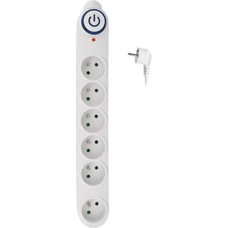 Olight Solight PO64 Steckdosenleiste, 6 Zuleitungen, 150J Überspannungsschutz, 10A, 5m Kabel, weiß