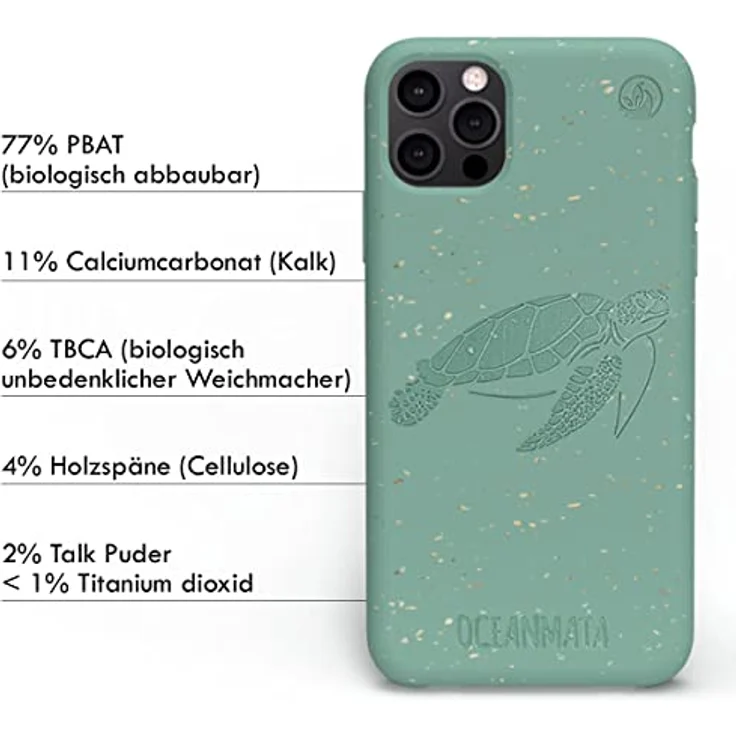 Oceanmata - iPhone 13 Mini Hülle Grün - iPhone 13 Mini Cover - Handyhülle iPhone 13 Mini -Biologische Apple iPhone Hülle Ozean Plastik Nachhaltig – Bild 3