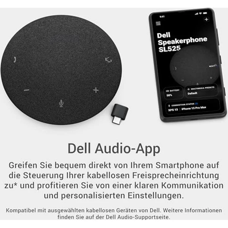 Dell SL525 Freisprecheinrichtung, Bluetooth-Lautsprecher mit 4-MEMS-Mikrofonen, Echo- und Rauschunterdrückung, schwarz – Bild 10